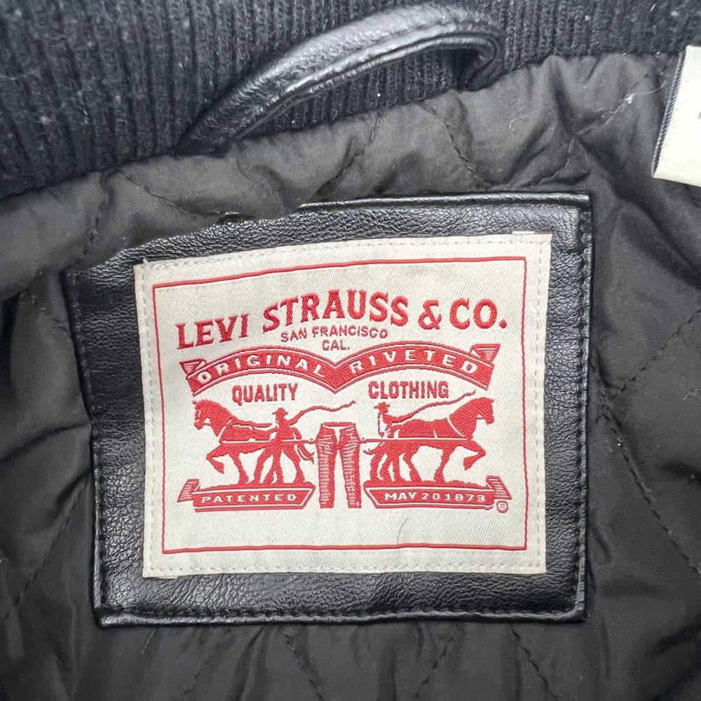 Levis Mens Faux Leather Field Jacket Black Quilted Lining Medium‎ RN 54163 - Picture 4 of 13